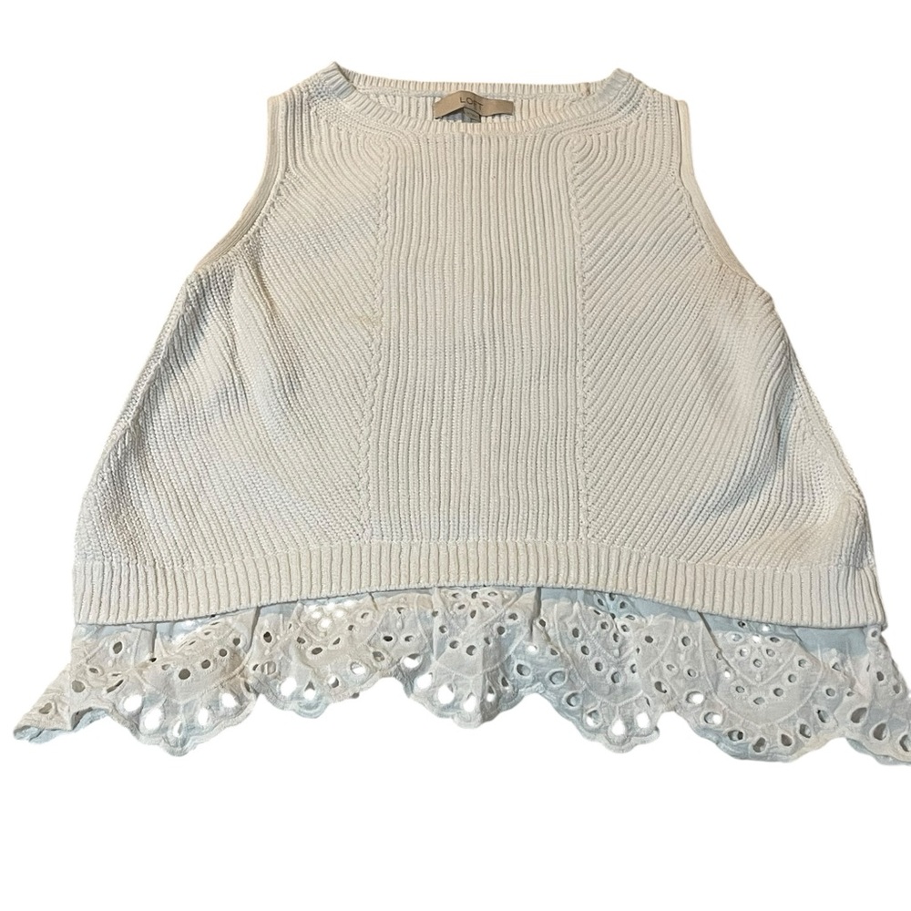 LOFT White Knit Sweater Tank